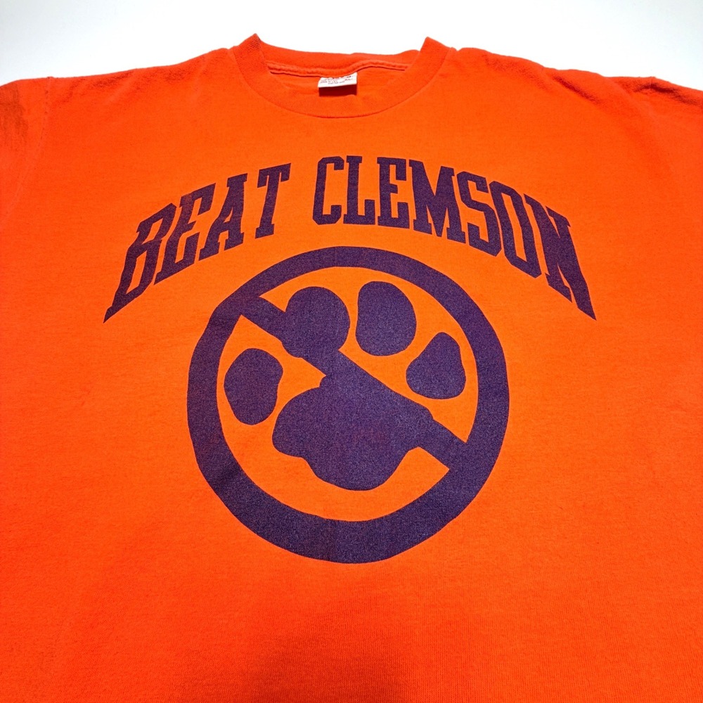 Vintage Beat Clemson T Shirt XL Orange Anvil USA Single Stitch College Football